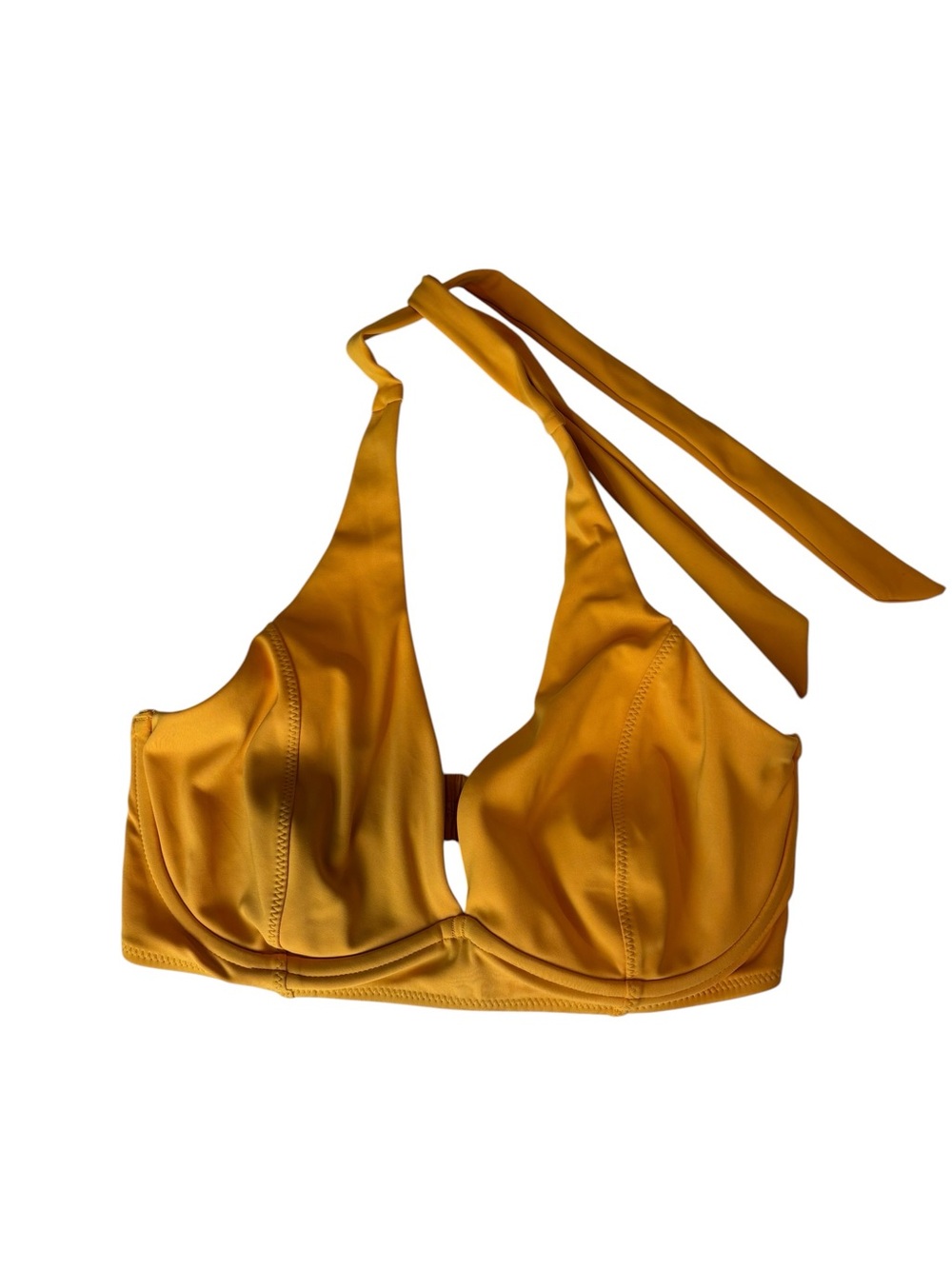 Athleta Mustard Yellow Halter Underwire Bikini Top size 36D/DD beach summer swim - Picture 3 of 8
